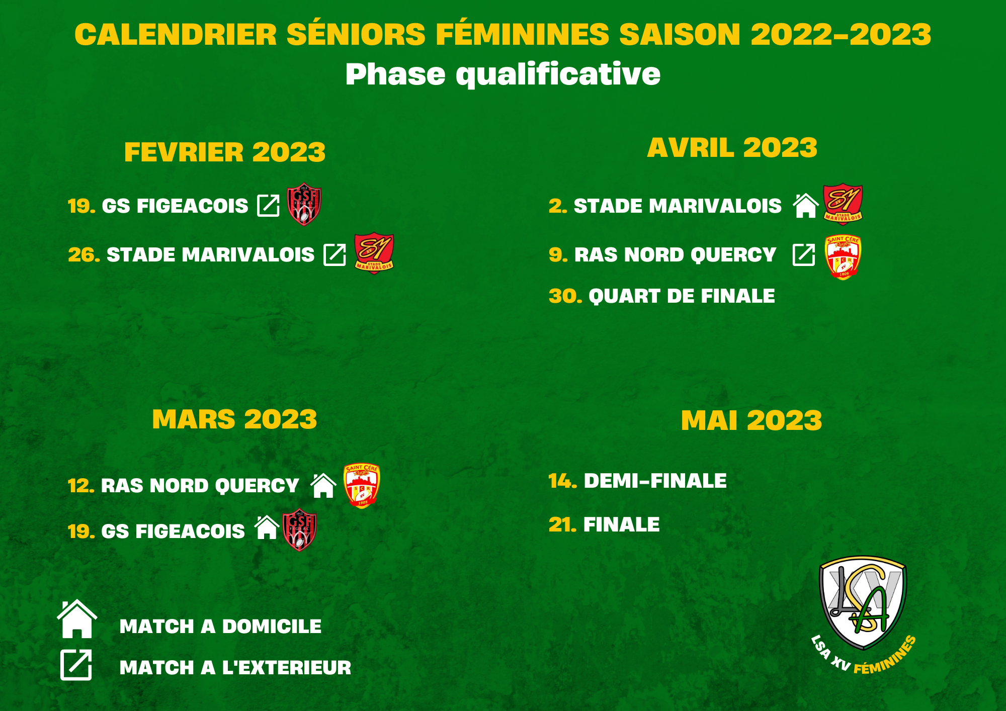 JULIEN CALENDRIER SENIORS FEMININES 2022-2023