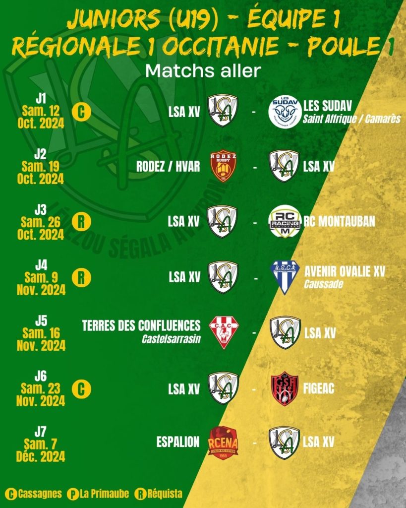 2024-2025_JUNIORS 1_Calendrier Aller