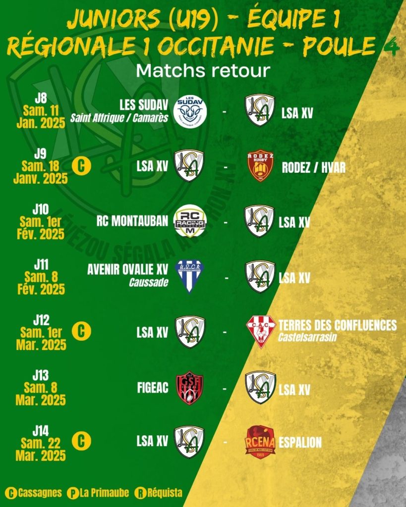 2024-2025_JUNIORS 1_Calendrier Retour
